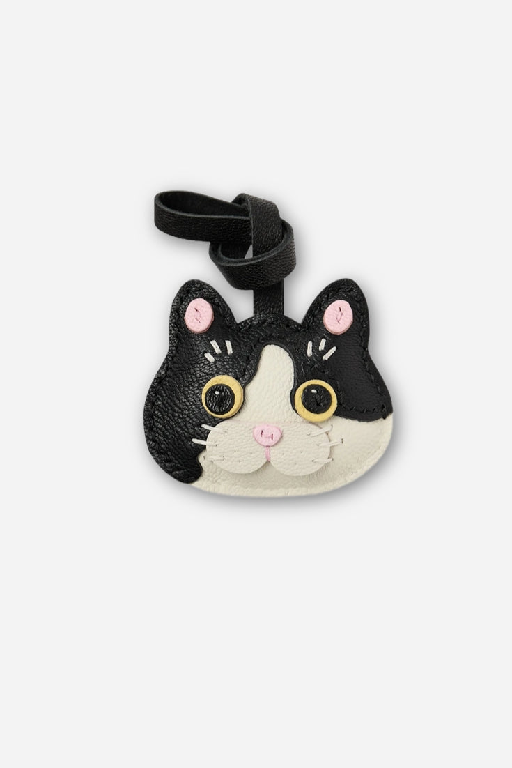 BLACK AND WHITE CAT BAG CHARM